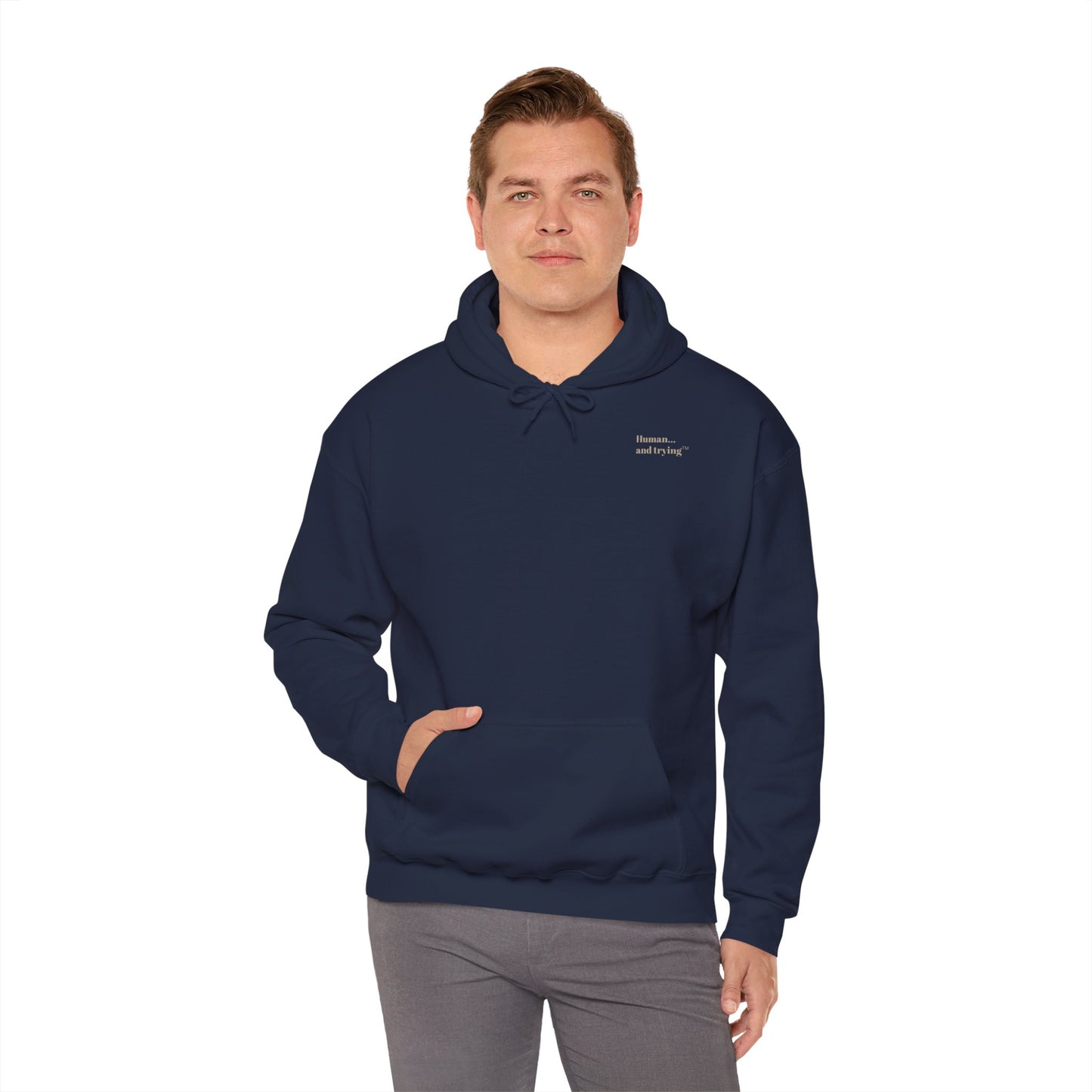 Unisex Heavy Blend™ Hooded Sweatshirt, "Running on coffee and courage"