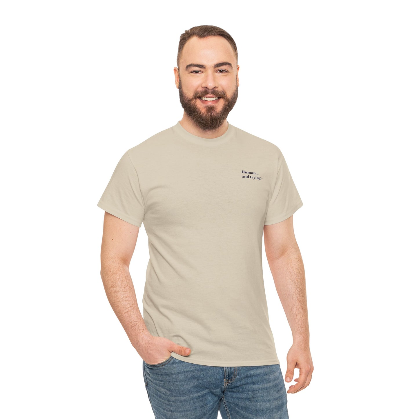 Unisex 'Human...and Trying' Minimalist Tee