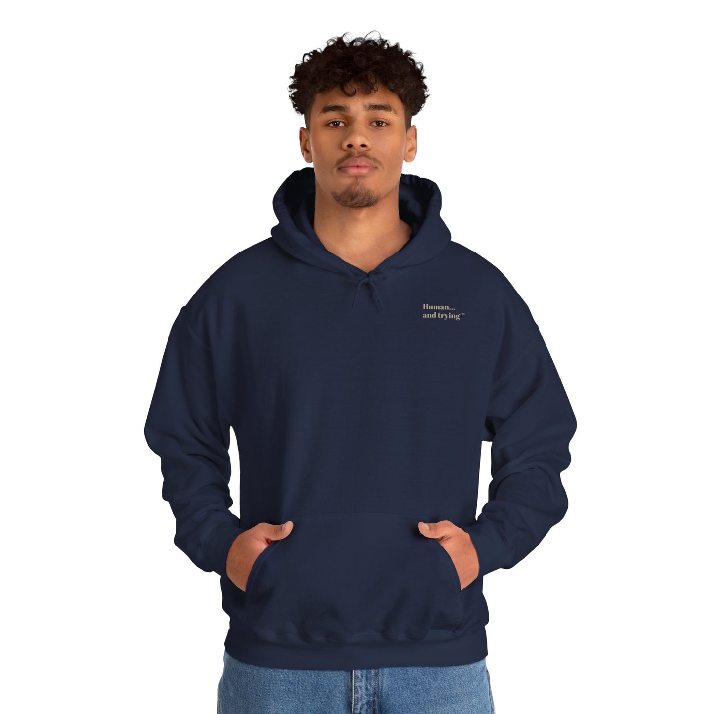 Unisex Heavy Blend™ Hooded Sweatshirt, "Running on coffee and courage"