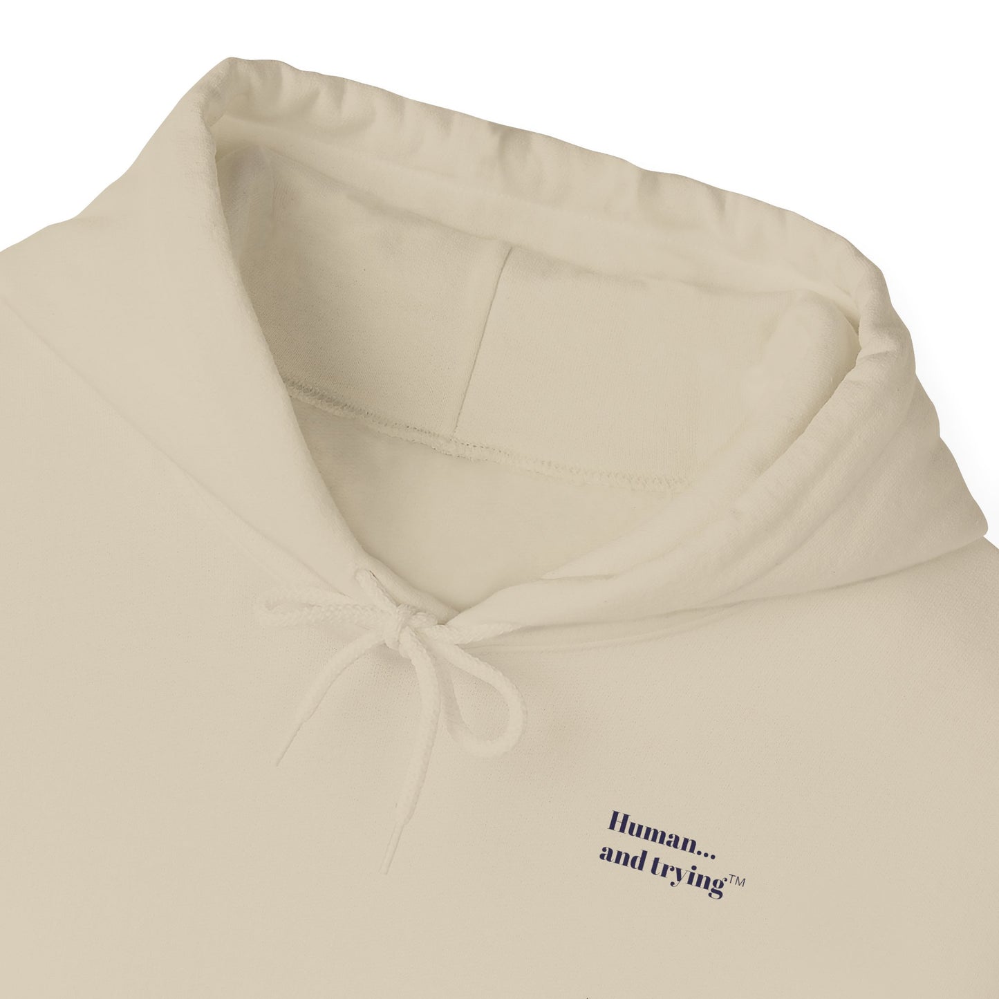 Human and Trying Motivational Hoodie — Cozy Everyday Sweatshirt, Gift for Him/Her