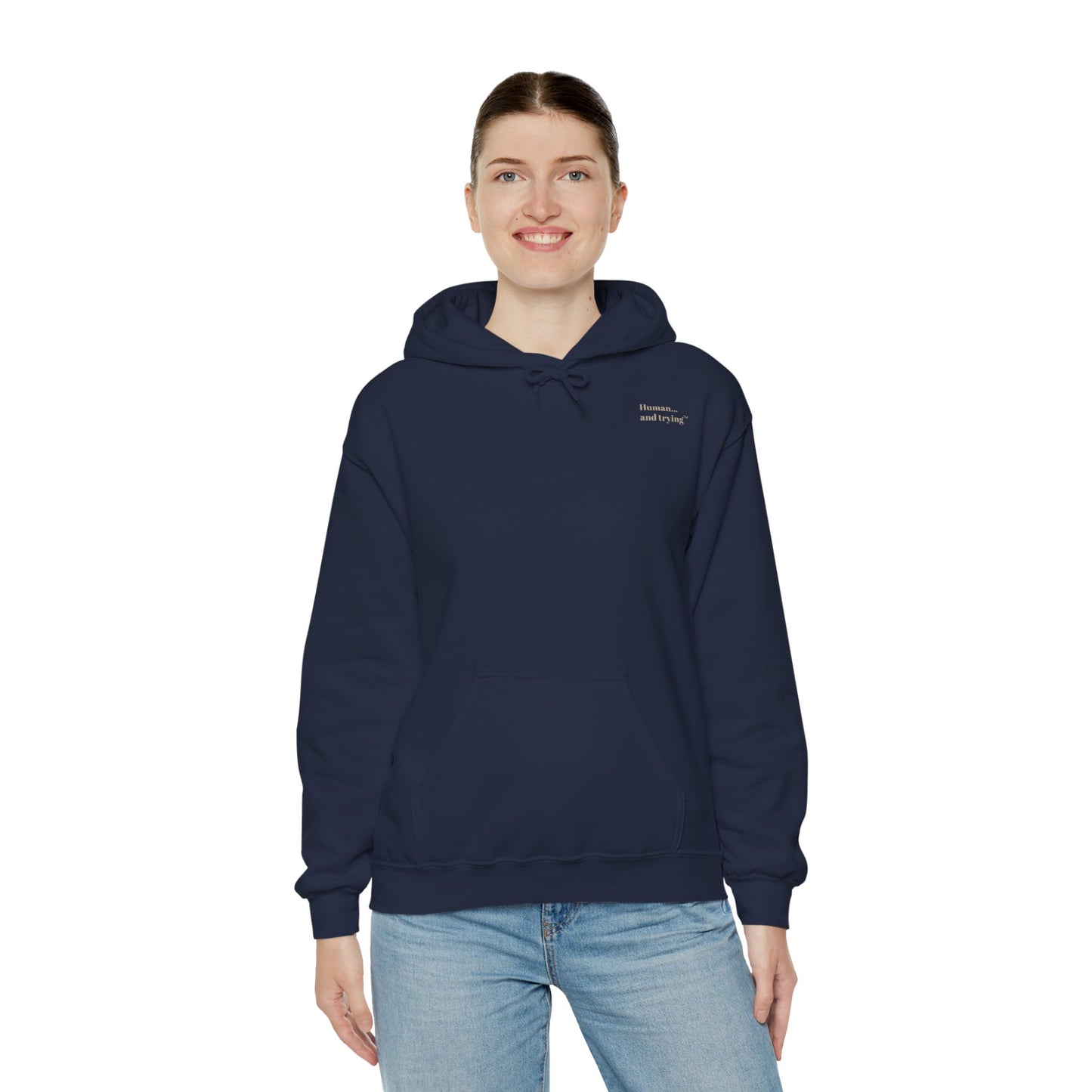 Unisex Heavy Blend™ Hooded Sweatshirt, "Running on coffee and courage"