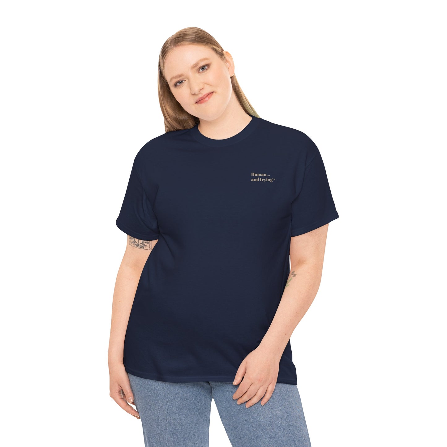 Unisex 'Human...and Trying' Minimalist Tee