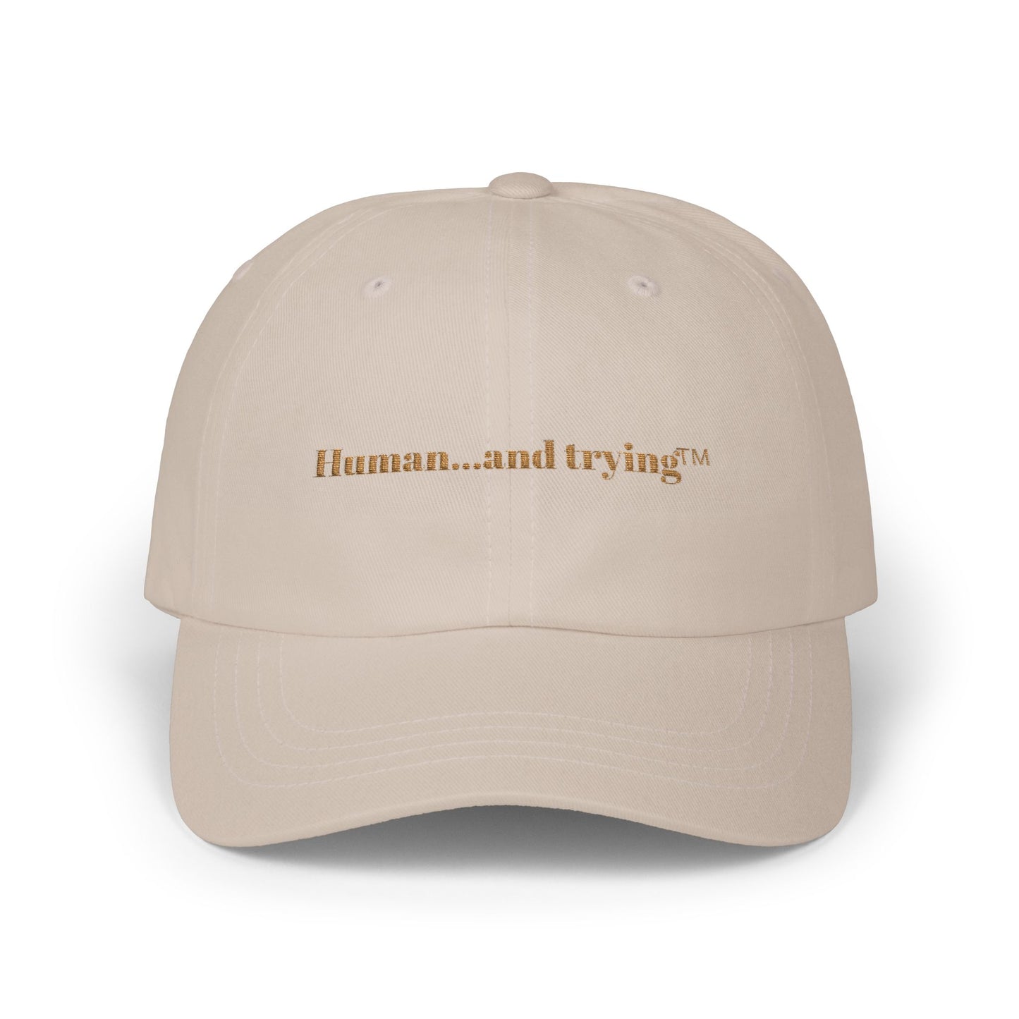Cap — "Human...and trying" Embroidered Casual Baseball Hat