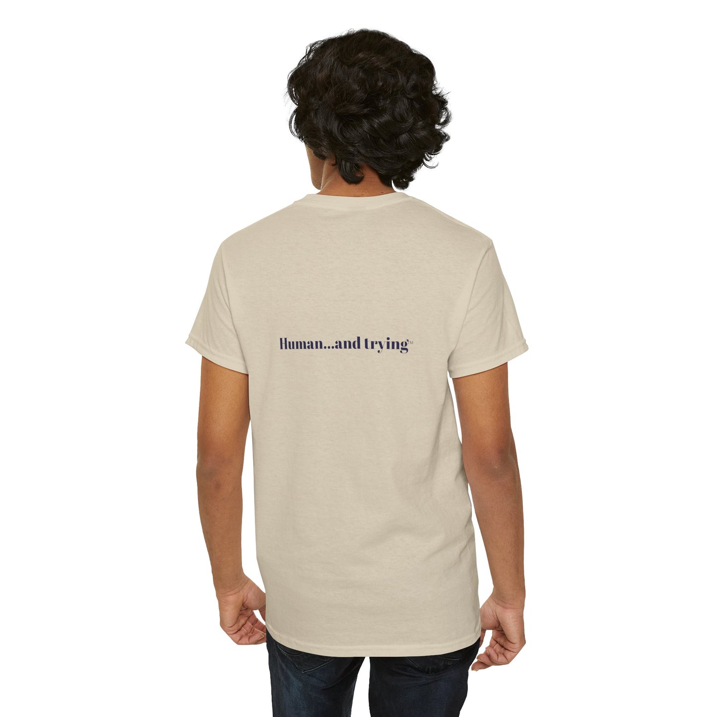 Unisex 'Human...and Trying' Minimalist Tee